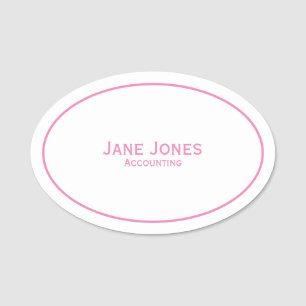 Your Name, Dept. Minimalist  Pink and White Name Tag