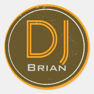 your name DJ Classic Round Sticker