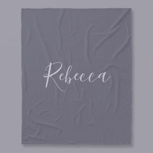 Your Name   Elegant Lavender Script on Hazy Purple Fleece Blanket