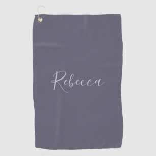 Your Name Elegant Lavender Script on Hazy Purple Golf Towel