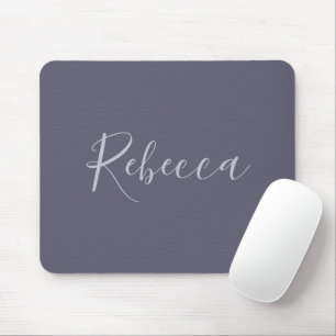 Your Name   Elegant Lavender Script on Hazy Purple Mouse Pad