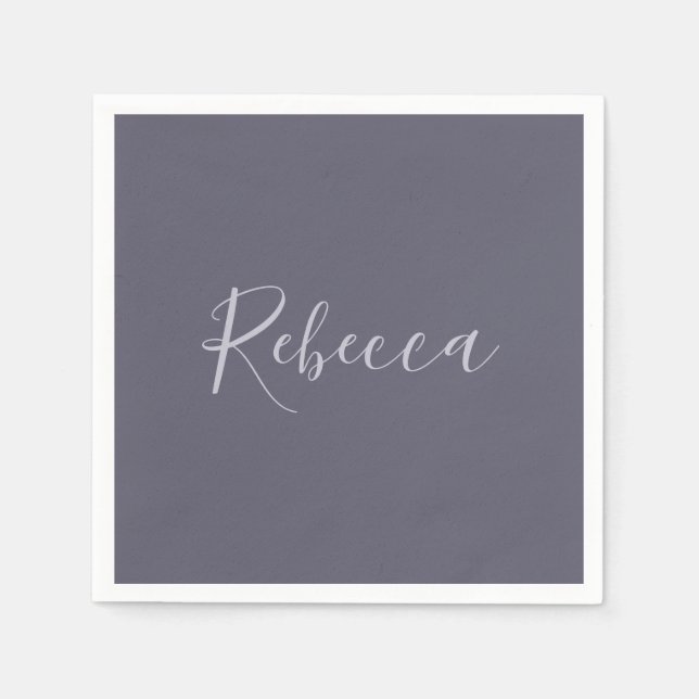 Your Name | Elegant Lavender Script on Hazy Purple Napkin (Front)