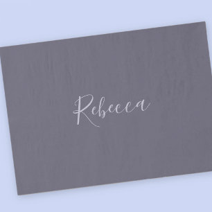 Your Name   Elegant Lavender Script on Hazy Purple Tissue Paper