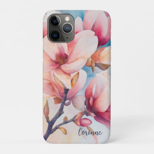 Your Name Elegant Pink Magnolia Blossoms Case-Mate iPhone Case