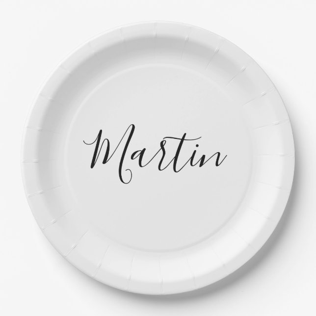Your Name | Elegant Script Paper Plate (Front)