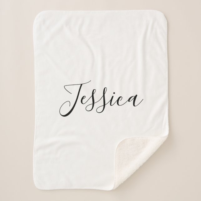 Your Name | Elegant Script Sherpa Blanket (Front)
