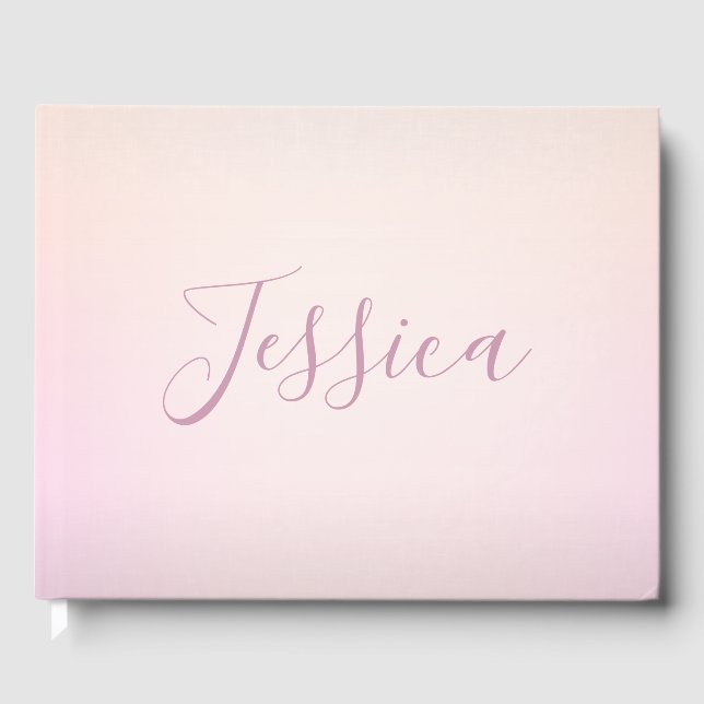 Your Name | Elegant Script Soft Ombre Guest Book (Front)