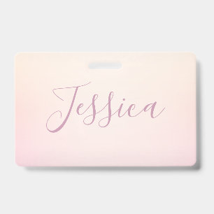 Your Name   Elegant Script Soft Ombre ID Badge