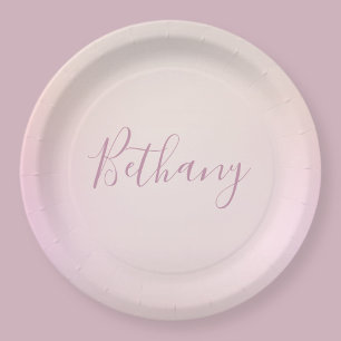 Your Name Elegant Script Soft Ombre Paper Plate