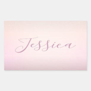 Your Name   Elegant Script Soft Ombre Rectangular Sticker