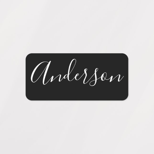 Your Name | Elegant White Script on Black Clothing (Design 1)