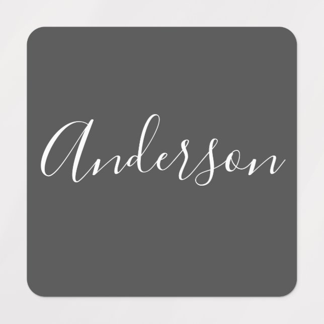 Your Name | Elegant White Script on Grey (Design 1)