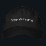 Your Name Embroidered on Black Cap<br><div class="desc">Black cap that you can personalize by typing your name or the recipient’s name for a personalized gift. You can also change the font style and thread color in the design tool. Please check the appearance after typing your name. If the appearance is pleasing to you, you can place your...</div>