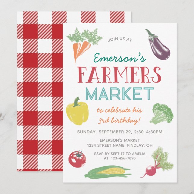 Your Name Farmers Market Birthday Party, Any Age Invitation (Front/Back)