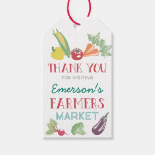 Your Name Farmers Market Birthday Thank You Favour Gift Tags