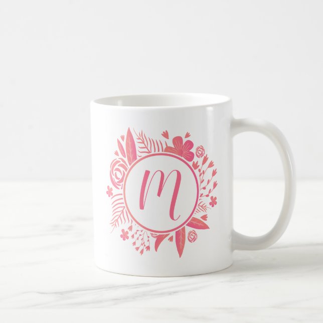 Your Name | Floral Monogram Coffee Mug (Right)