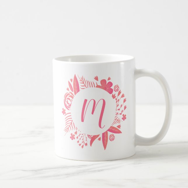 Your Name | Floral Monogram Coffee Mug (Right)