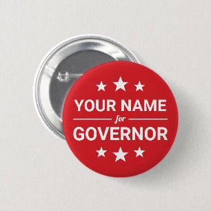 Your Name for Governor Custom Text & Colors Stars 6 Cm Round Badge