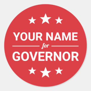 Your Name for Governor Custom Text & Colours Stars Classic Round Sticker