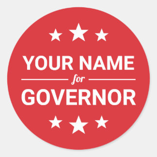 Your Name for Governor Custom Text & Colours Stars Classic Round Sticker