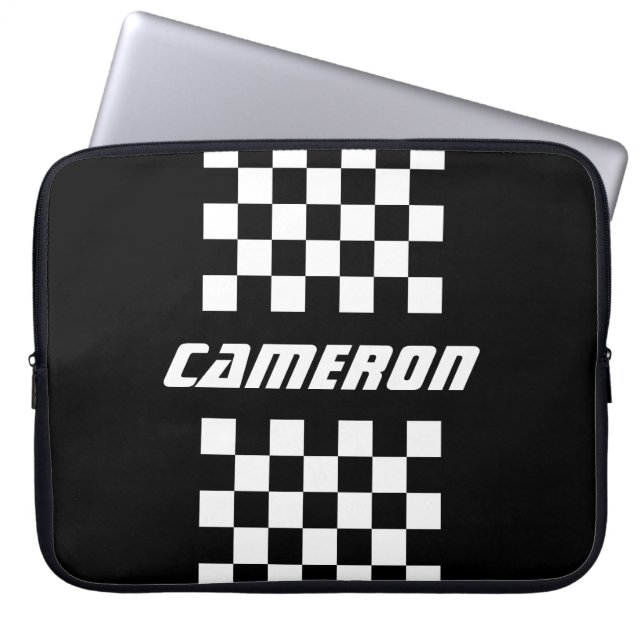 Your Name Fully Custom Colors Checkered Stripe Laptop Sleeve (Front)