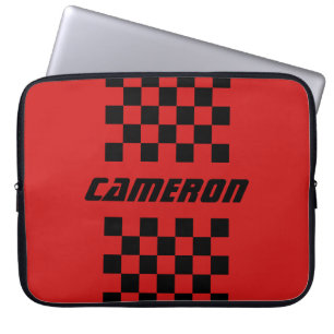 Your Name Fully Custom Colors Checkered Stripe Laptop Sleeve