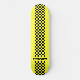 Your Name Fully Custom Colors Checkered Stripe Skateboard
