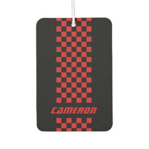 Your Name Fully Custom Colours Chequered Stripe Car Air Freshener