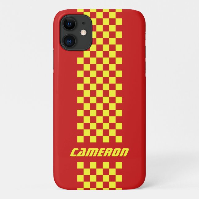 Your Name Fully Custom Colours Chequered Stripe Case-Mate iPhone Case (Back)