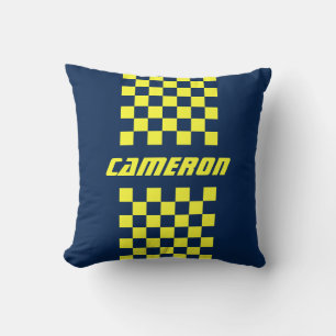 Your Name Fully Custom Colours Chequered Stripe Cushion