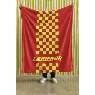 Your Name Fully Custom Colours Chequered Stripe Fleece Blanket