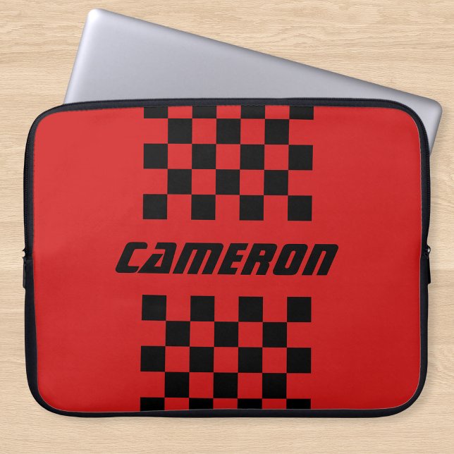 Your Name Fully Custom Colours Chequered Stripe Laptop Sleeve (Creator Uploaded)
