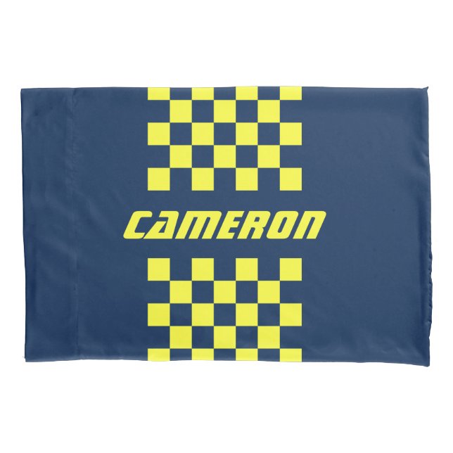 Your Name Fully Custom Colours Chequered Stripe Pillowcase (Front)