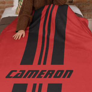 Your Name Fully Custom Colours Racing Stripes 1 Fleece Blanket