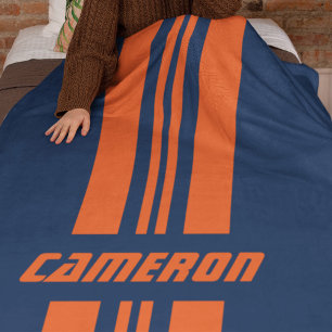 Your Name Fully Custom Colours Racing Stripes 1 Fleece Blanket