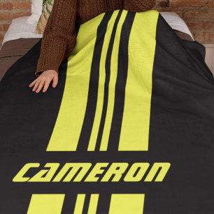 Your Name Fully Custom Colours Racing Stripes 1 Fleece Blanket