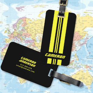 Your Name Fully Custom Colours Racing Stripes 1 Luggage Tag