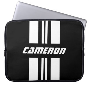 Your Name Fully Custom Colours Racing Stripes Laptop Sleeve