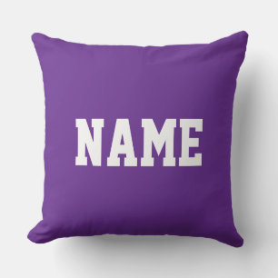 YOUR NAME Fun Athletic Text On Fun Royal Purple Cushion