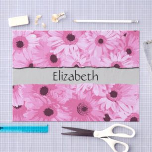 Your Name - Gerbera Flowers, Blossoms - Pink Tissue Paper