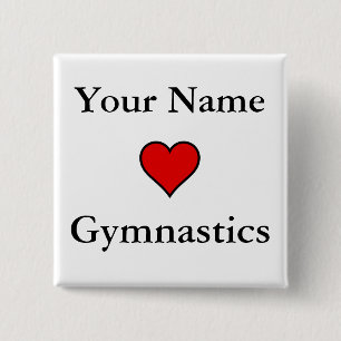 (Your Name) Hearts Gymnastics 15 Cm Square Badge