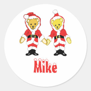 Your Name Here! Custom Letter M Teddy Bear Santas Classic Round Sticker