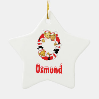 Your Name Here! Custom Letter O Teddy Bear Santas Ceramic Tree Decoration