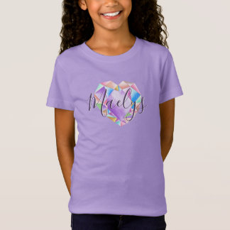   Your Name Here Cute Pastel Rainbow Heart Diamond T-Shirt