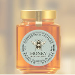 Your Name Here Editable Honey Jar Bee Label<br><div class="desc">This green label has editable fields to comply with the requirements listed by the National Honey Board: the word honey, your business name, personal name, address, and net weight of honey in grams and ounces must be included if you sell your honey. Includes vintage bee illustration and double border. Common...</div>