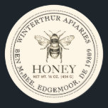 Your Name Here Editable White Honey Jar Bee Label<br><div class="desc">This ivory label has editable fields to comply with the requirements listed by the National Honey Board: the word honey, your business name, personal name, address, and net weight of honey in grams and ounces must be included if you sell your honey. Includes vintage bee illustration and double border. Common...</div>