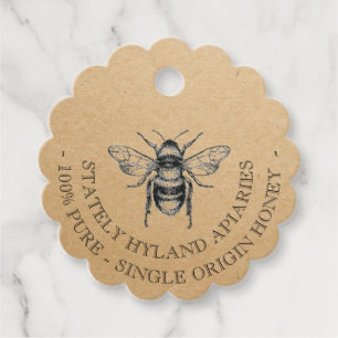 Your Name Here Honey Bee Scalloped Gift Bag Tag