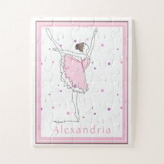 Your Name Here Pink Ballerina Polka Dot Puzzle