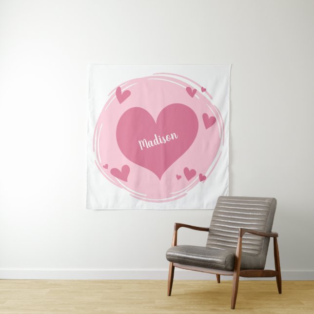 Your Name in a Heart custom tapestry (In Situ)