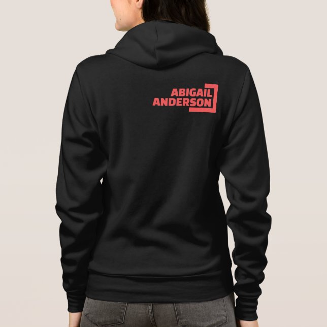 Your name in a red bracket, front and back logo hoodie (Back)